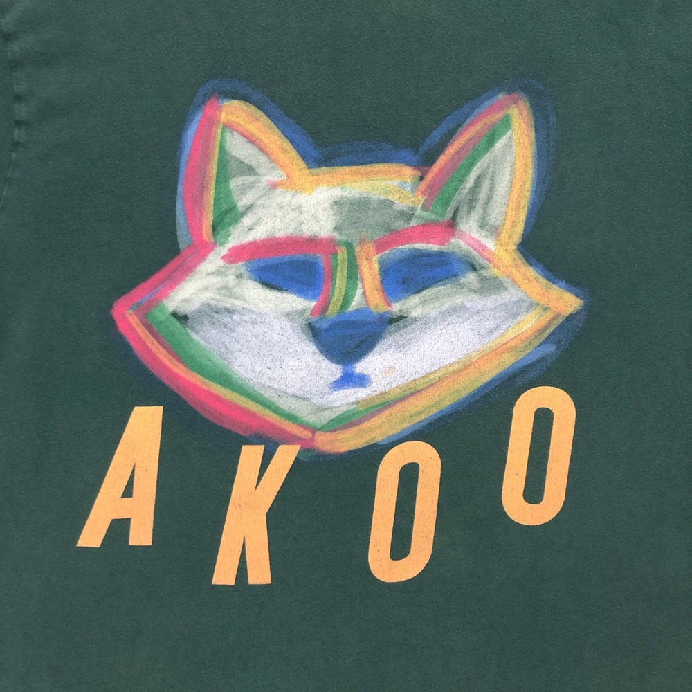 AKOO Green Graphic T Shirt Fox Face Print Mens XL